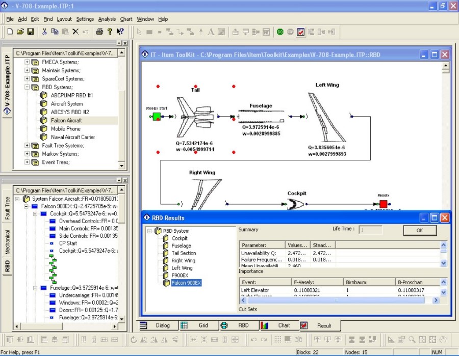 ITEM ToolKit Software Screenshot - Reliability Block Diagram Module